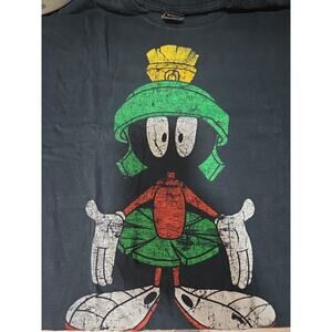 VTG 90s Looney Tunes Marvin The Martian Cartoon Shirt Mens 2XL Black Preowned